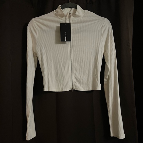Fashion Nova Tops - White Fashion Nova Zip Shirt